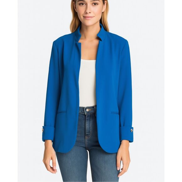 Pinko Blue Weekender Open Front Blazer Medium Jewel Tone Minimalist Italian Desi - Picture 1 of 9